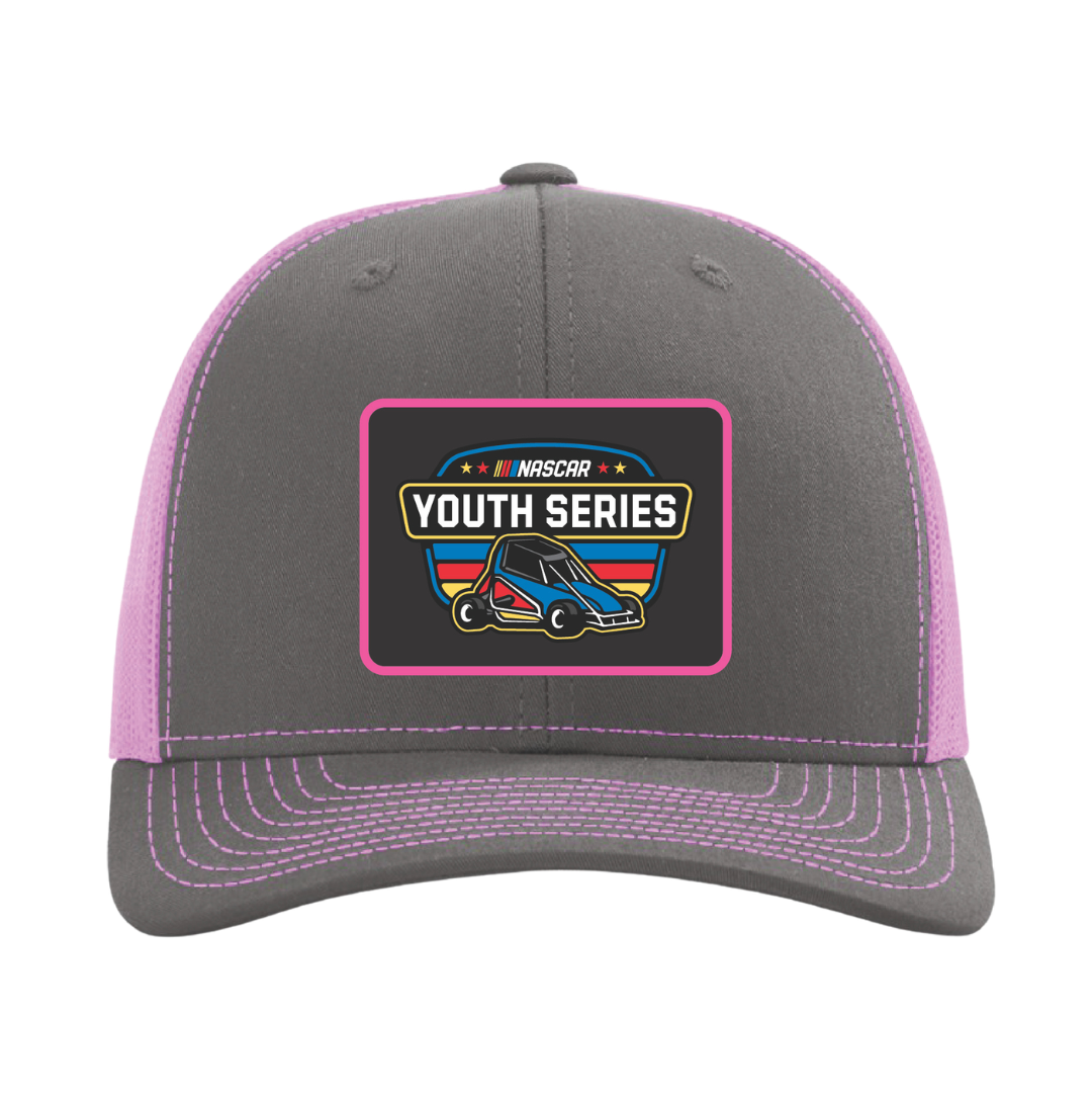 NASCAR Youth Patch Hat - Charcoal/Neon Pink