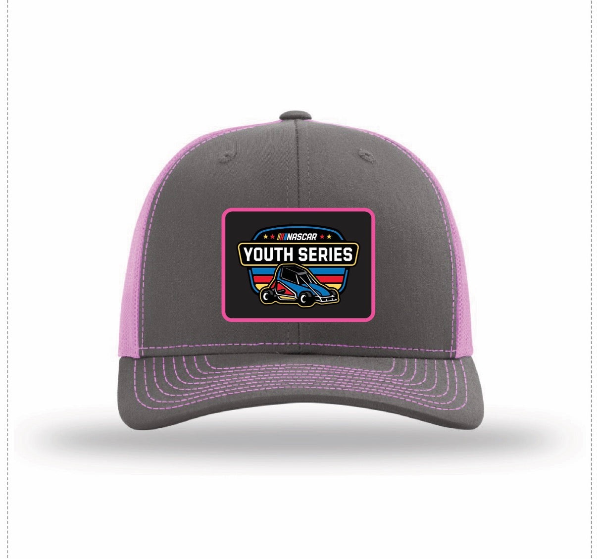 NASCAR Youth Patch Hat - Charcoal/Neon Pink