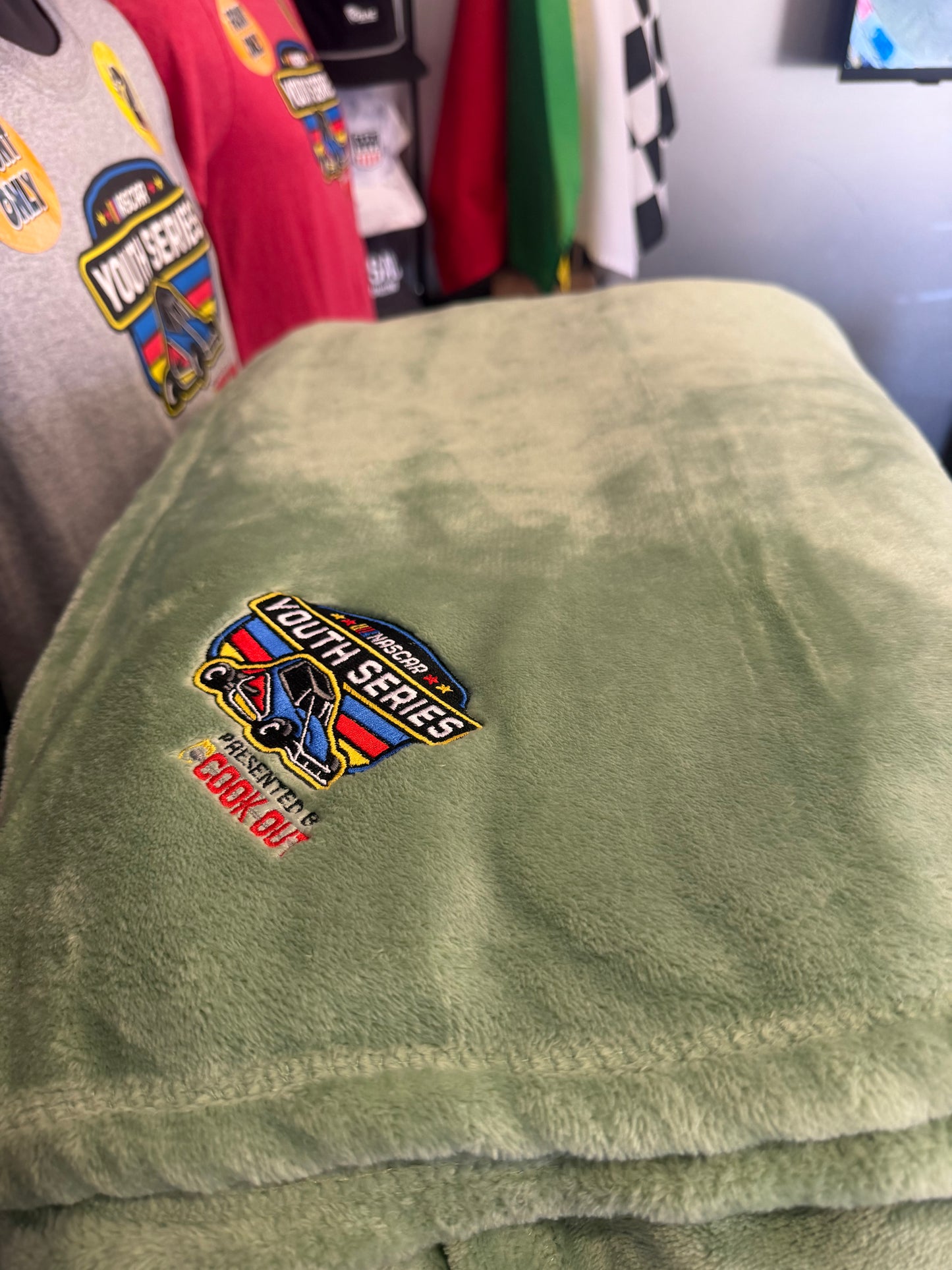 NASCAR Youth Solid Plush Bed Blanket - Green